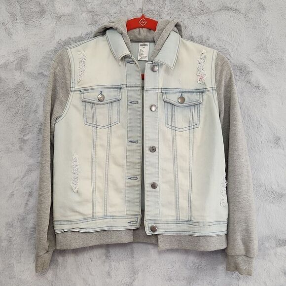 Weissman Jackets & Blazers - Weissman Hooded Denim Jacket Costume Layered Gray Hoodie Youth SA